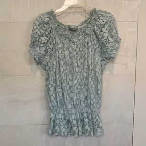 NY Collection blouse, sheer floral lace fabric with an inner liner, size XL